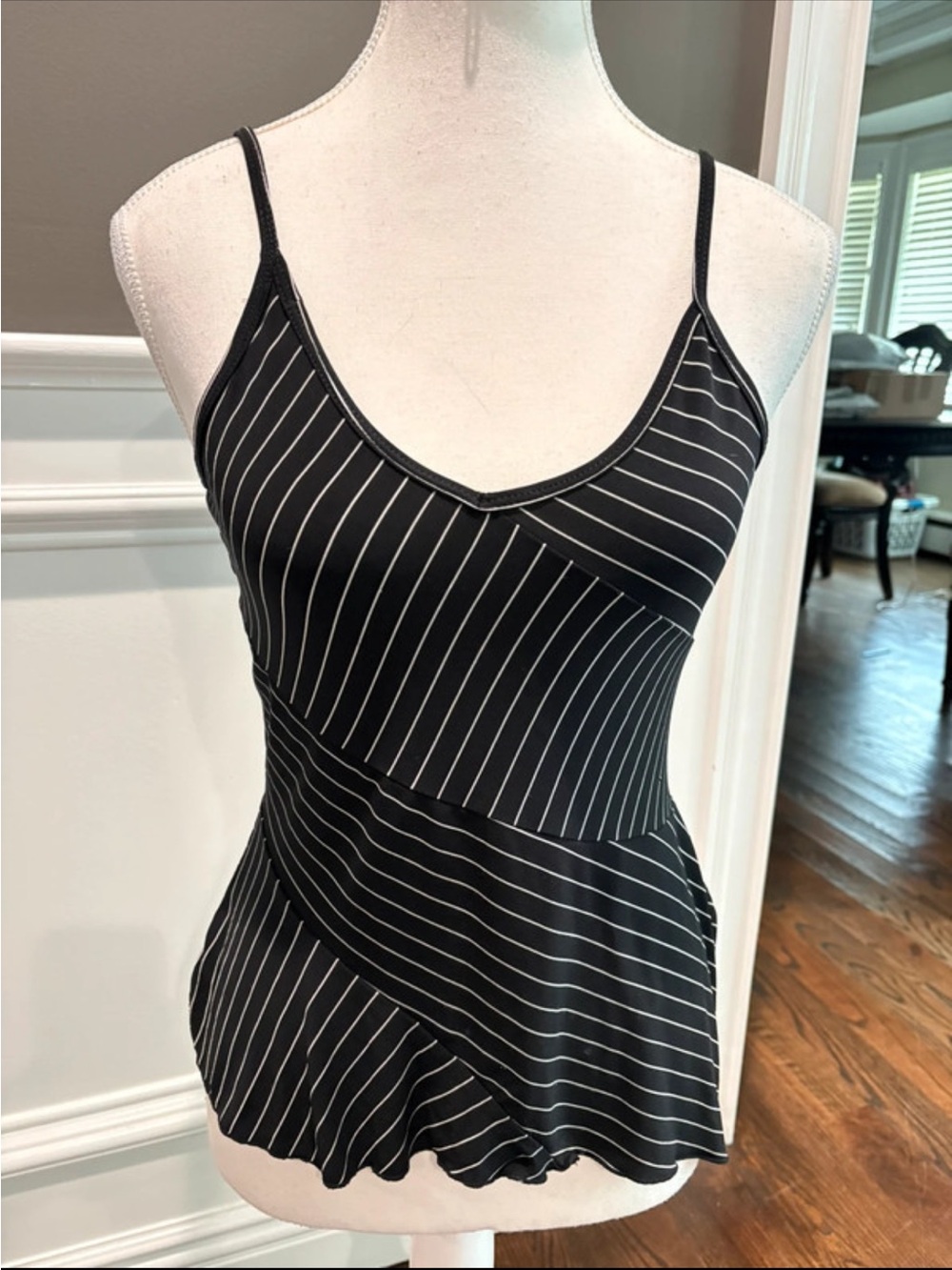 Aphrodite Black and White Pinstripe Camisole going out top small
